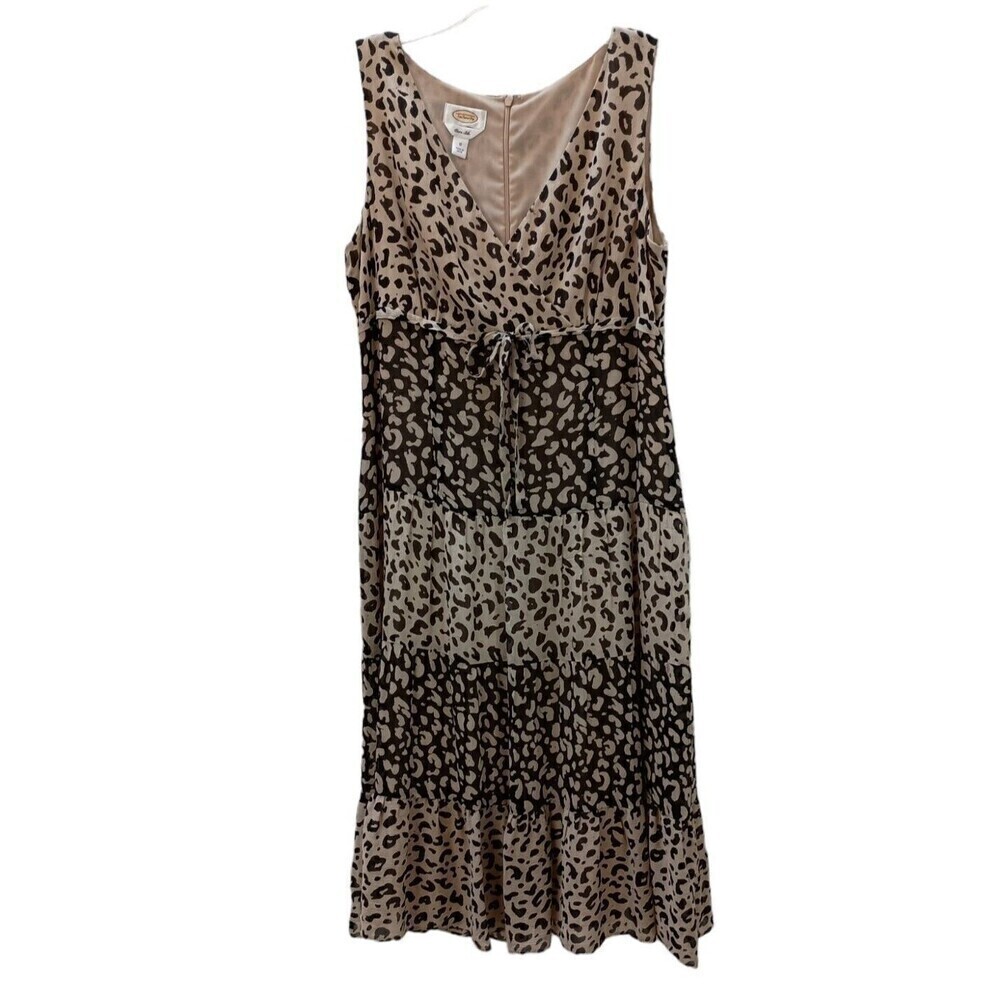Talbots Leopard Print Midi Dress - Black and Tan